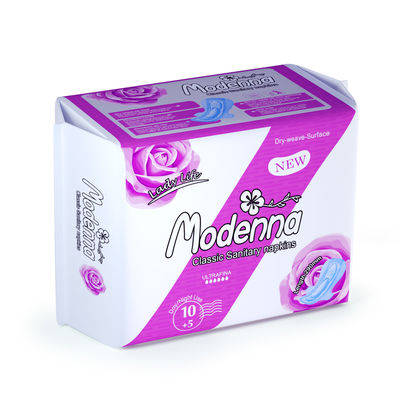 Overnight Sanitary Towel Pads Disposable Women Cotton Surface With Wings