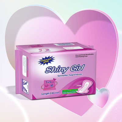 Good price ISO9001 Soft Cotton Disposable Sanitary Napkin Pads 240mm For Night Use online