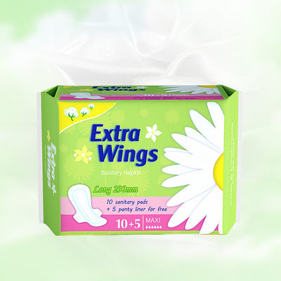 Good price Green Feminine Sanitary Pads Menstrual Towels Organic Cotton Soft Extra Wings online