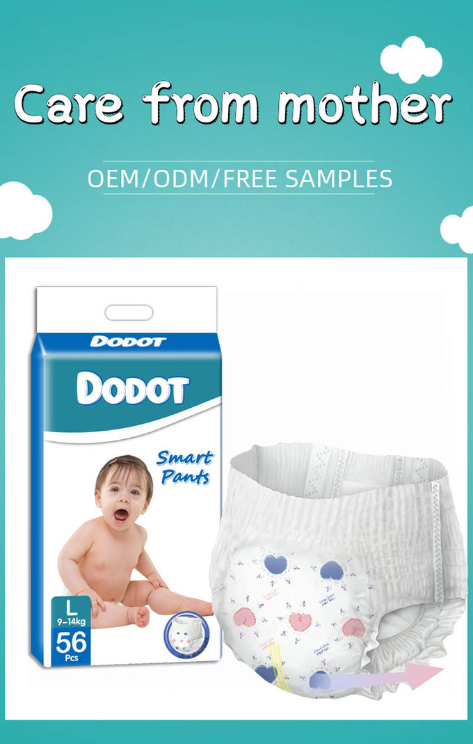 ISO9001 Pull Up Baby Diaper Pant Magic Tape A Grade 360° Elastic Surround Waist 2